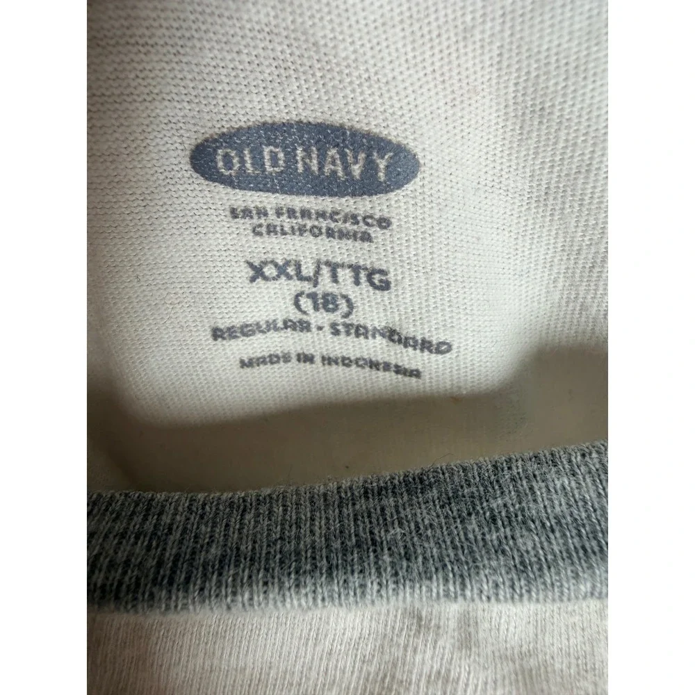 Old Navy Boys XXL 18 Baseball Tee Raglan Shirt Gray White Long Sleeve Regular